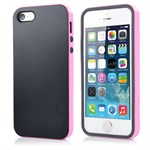 SPIGEN silicone cover with plastic bumper sides for iPhone 5 / 5S / SE - Black / Pink
